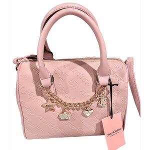 JUICY COUTURE Not Your Babe Dusty Blush Chain Charm Satchel Crossbody Bag